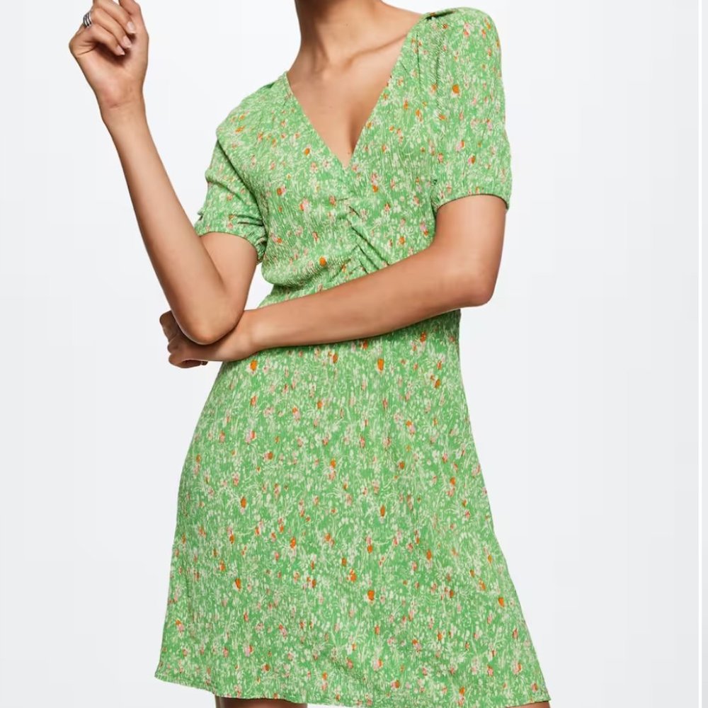Mango Floral print dress Green Size 6